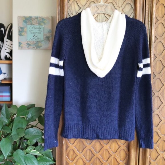 Wet Seal ‘89’ Knit Varsity Hoodie Pullover Sweater - Picture 10 of 15